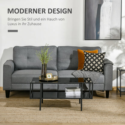 Mesa de centro para salón con dos niveles estilo contemporáneo / industrial / moderno - Diseño moderno en acero y vidrio negro