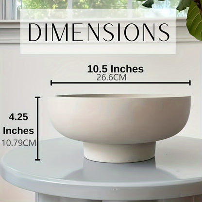 Bowl de piedra estilo moderno - Centro de mesa con base elevada y acabado pulido, 26,6cm de diámetro