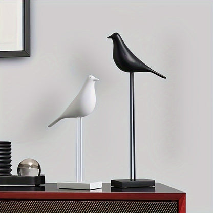 Figura decorativa de ave estilo nórdico – Diseño moderno y minimalista – Disponible en blanco o negro, en tamaño largo o corto