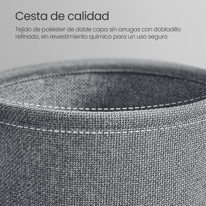 Mesa auxiliar / lateral para salón o dormitorio con almacenamiento disponible en tres colores - Mesa redonda de café con canasta de tela - Estructura de metal