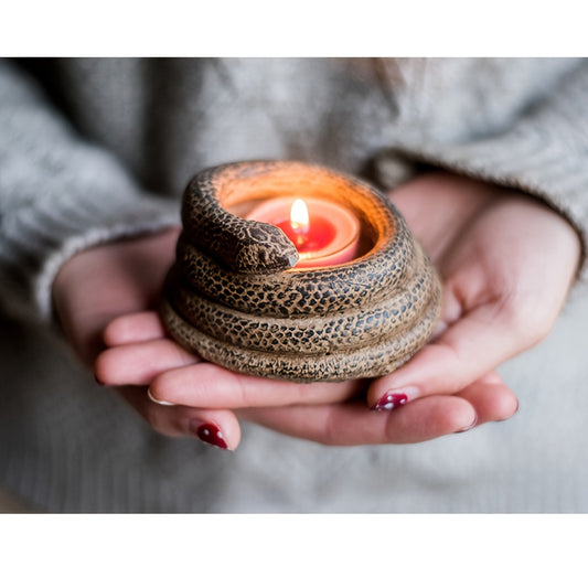Candelabro decorativo en forma de serpiente – Figura de cerámica para vela tipo tealight, ideal para interior y exterior