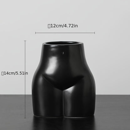 Jarrón decorativo de cerámica negro mate - Disponible en 2 formatos - Diseño de curvas suaves estilo Art Déco