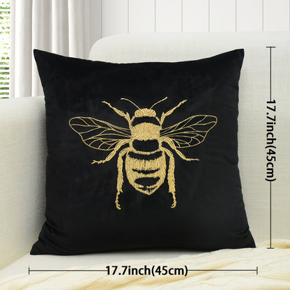 1 PIEZA - Funda para cojín con bordado de abeja - Diseño distintivo, chic y versátil - 100% poliéster, 45x45cm