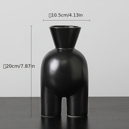 Jarrón decorativo de cerámica negro mate - Disponible en 2 formatos - Diseño de curvas suaves estilo Art Déco