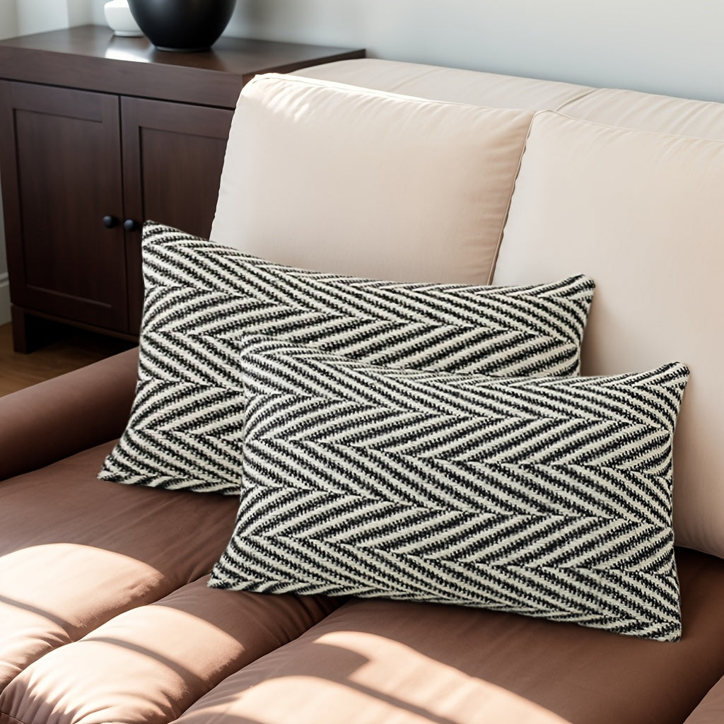 Conjunto de 2 fundas de cojín estilo vintage / American Farmhouse - Disponible en 3 dimensiones: 45x45cm, 30x50cm y 50x50cm - Diseño espiguilla en poliéster hipoalergénico