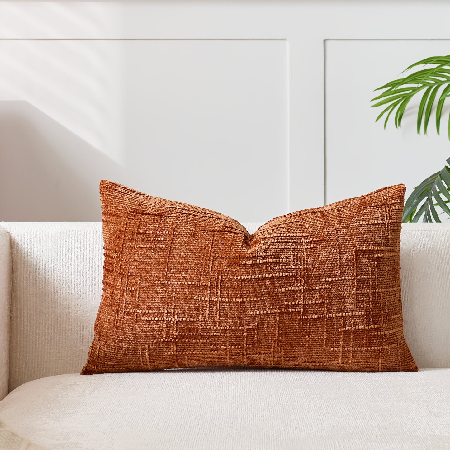 1 PIEZA - Funda de cojín estilo vintage con relieve bordado en patrón de bambú, disponible en 7 colores y 6 medidas. Poliéster 100% efecto lino, cierre invisible