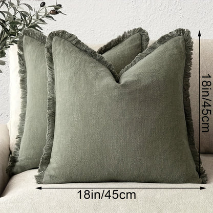 2 PIEZAS - Set de 2 fundas de cojín de lujo estilo bohemio con borlas, disponible en 4 colores. Hipoalergénicas, cierre de cremallera, poliéster 100%, 45x45cm