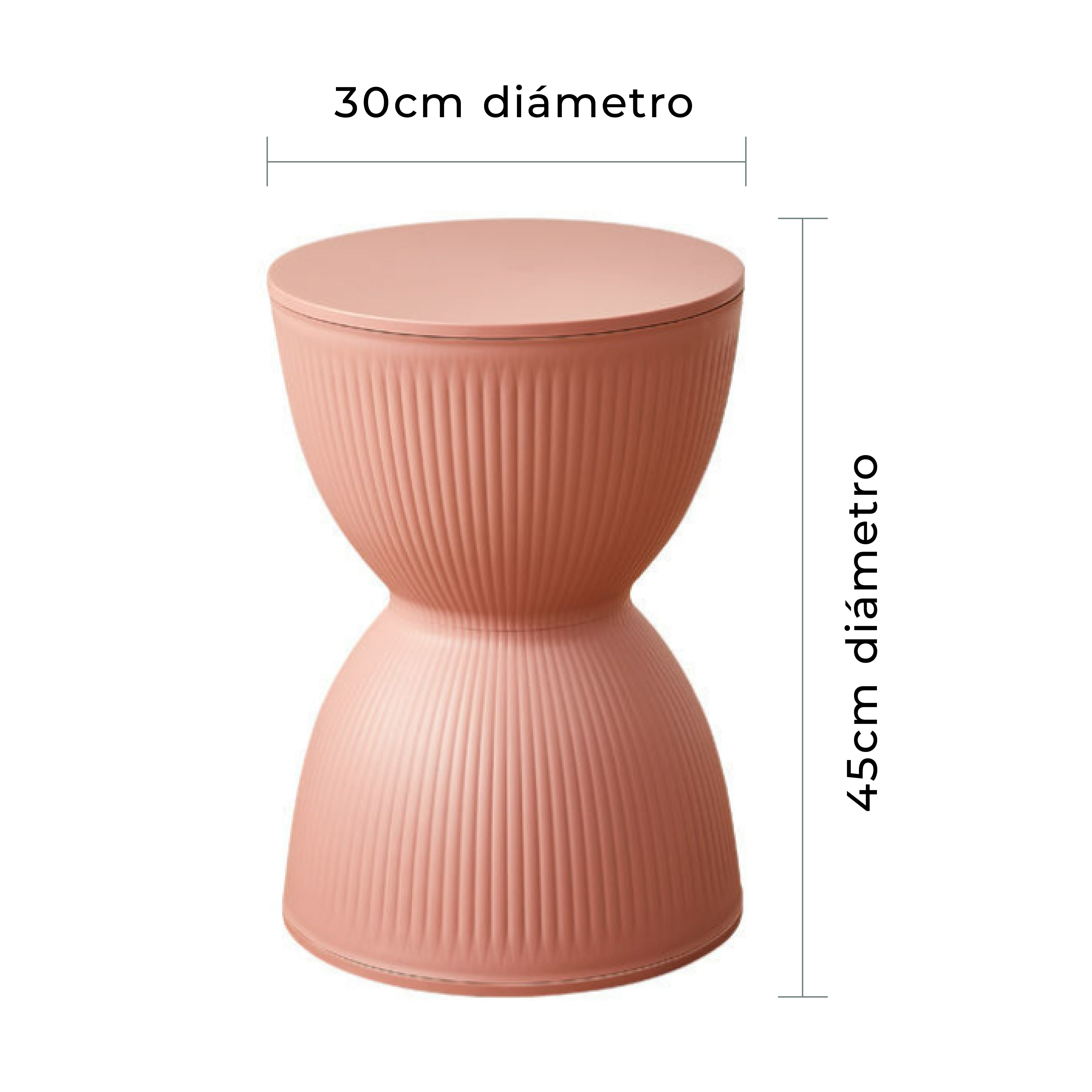 Mesa auxiliar o taburete diseño multifuncional en 10 colores - Diseño en forma de reloj de arena, plástico